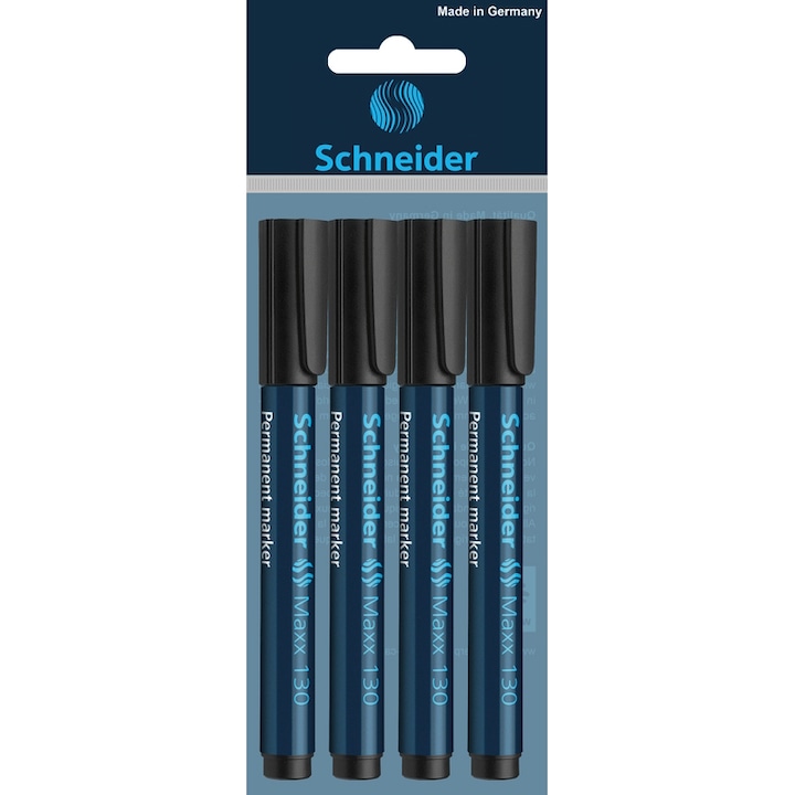 Перманентни маркери Schneider Maxx 130, 4 броя/комплект, Черни
