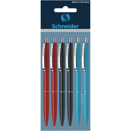 Pix Schneider K15, diverse culori (bleu, negru, rosu) scris albastru, 6/set