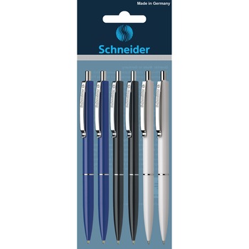 Pix Schneider K15, diverse culori (verde, albastru, alb) scris albastru, 6/set Pix Schneider K15, diverse culori (verde, albastru, alb) scris albastru, 6/set