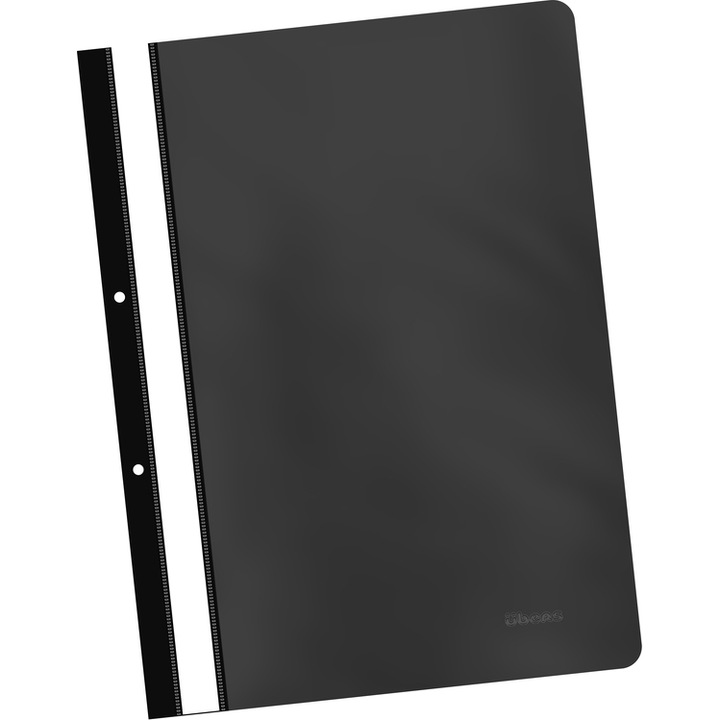 Dosar plastic sina Ubers strong cu gauri, 25/set, Negru
