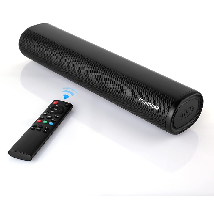 Soundbar Corenia QRE-5009203, Bluetooth 5.0, 15 W, optica/AUX/USB/coaxial/HDMI, negru, 41 cm, ABS