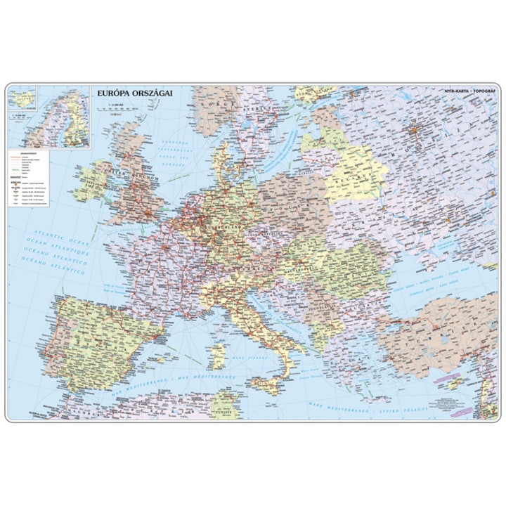 Európa országai asztali könyöklő, laminált (2009) - (70 cm x 50 cm)