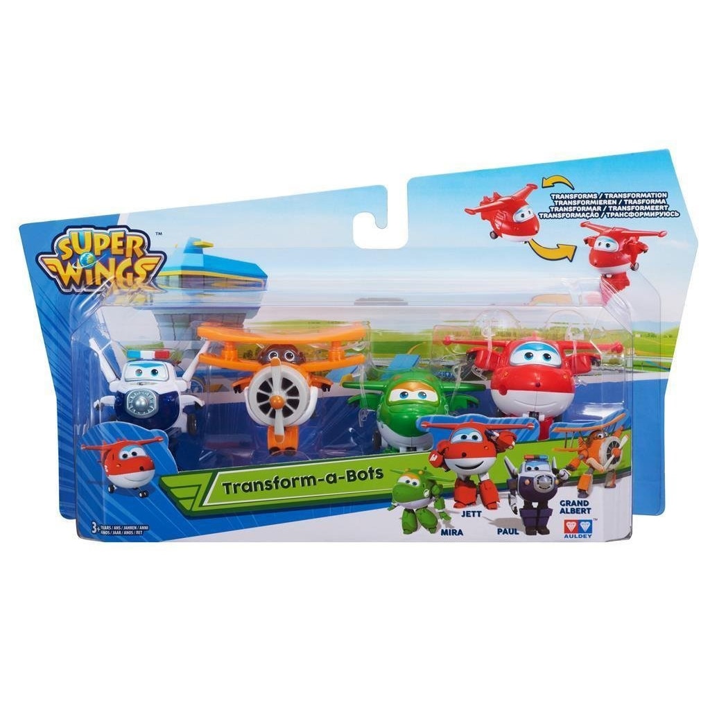 Set 4 avioane transformabile Super Wings personaje Jett/Mira/Paul