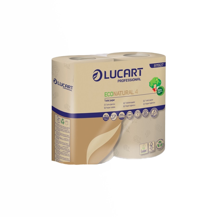 Set 4 role hartie igienica Lucart Econatural, 2 straturi, 44 m
