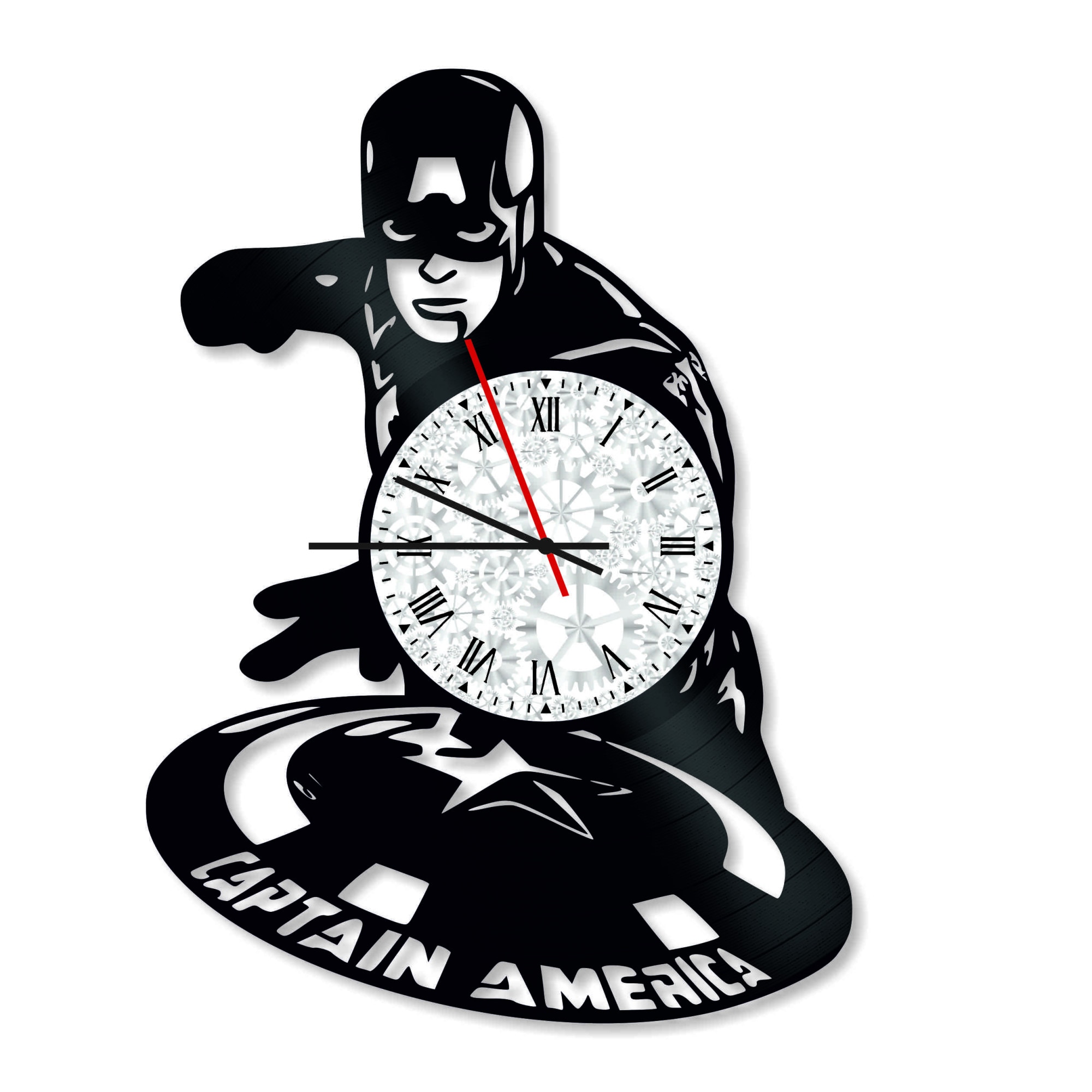Ceas de perete Vintage din Vinyl - Revival Vinyl Wall Clock Captain America