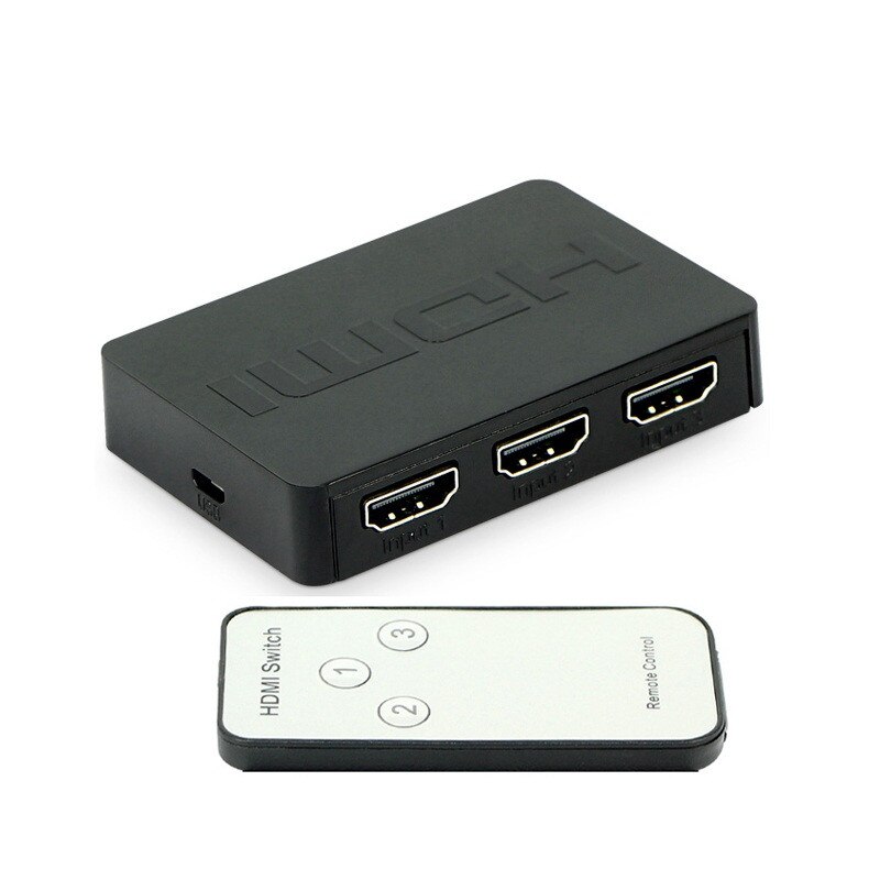 Switch 3 porturi HDMI cu telecomanda 3x HDMI input - 1x HDMI output, compatibil PC, laptop, XBOX, Playstation etc