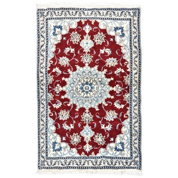 Covor Persan Nain ,Lana cu Matase,Rosu,140X88 Covor Persan Nain ,Lana cu Matase,Rosu,140X88