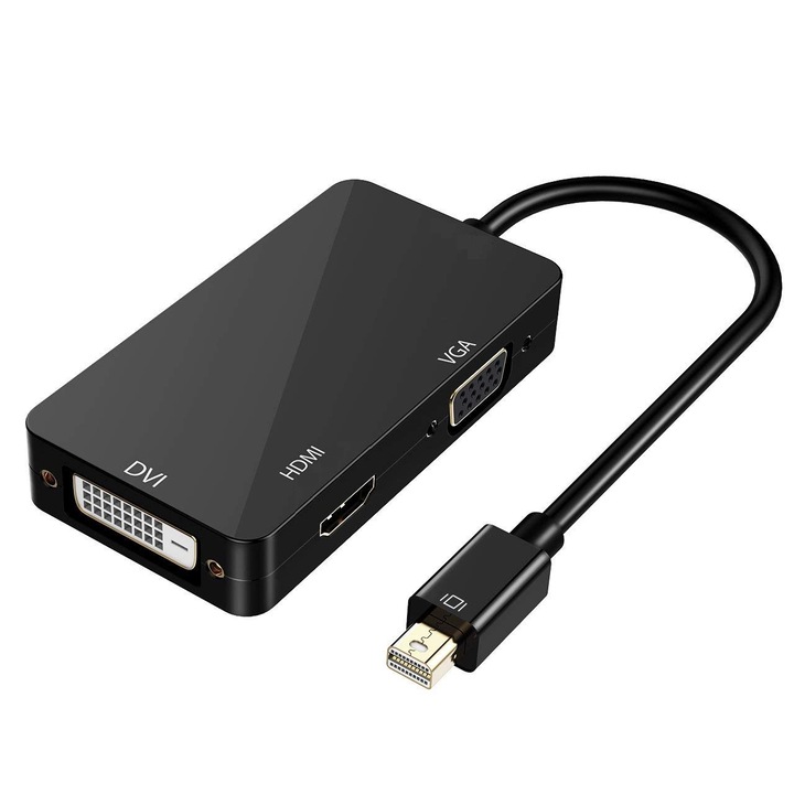 Хъб HOPE R, 3in1, Mini Displayport / Thunderbolt Към HDMI, Vga, Dvi За Лаптоп, Телевизор, Проектор, Съвместим Macbook Pro, Air, Lenovo, Surface Pro