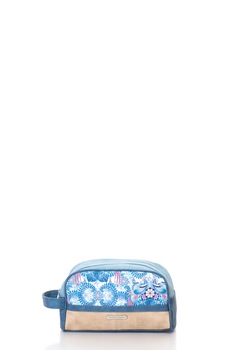 Catalina Estrada, Portfard cu model tropical, Albastru prafuit/Maro nisip Catalina Estrada, Portfard cu model tropical, Albastru prafuit/Maro nisip