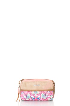 Catalina Estrada, Geanta crossbody cu detaliu brodat, Roz aprins/Maro nisip Catalina Estrada, Geanta crossbody cu detaliu brodat, Roz aprins/Maro nisip