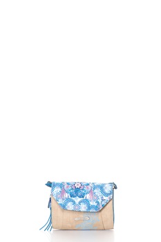 Catalina Estrada, Geanta crossbody cu model tropical, Albastru prafuit/Maro nisip Catalina Estrada, Geanta crossbody cu model tropical, Albastru prafuit/Maro nisip