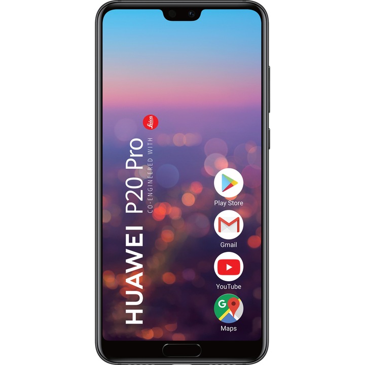 Telefon mobil Huawei P20 Pro, Dual SIM, 128GB, 6GB RAM, 4G, Black