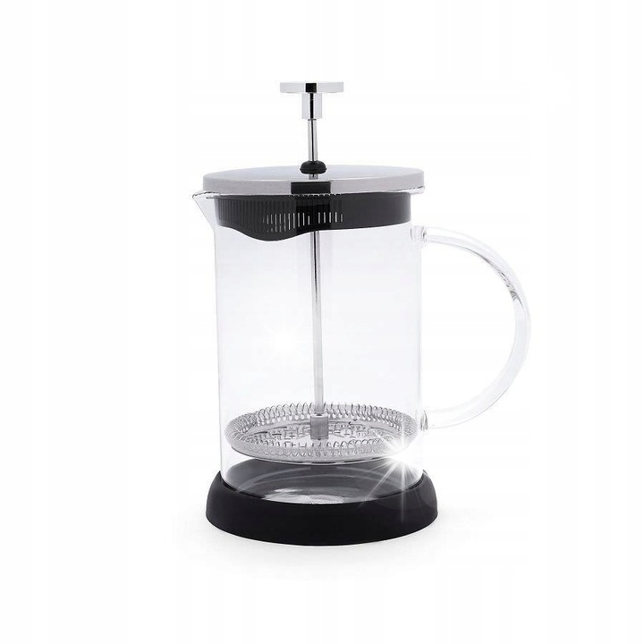 Cafetiera cu piston Florina Arabica LKXWBSPDPEDL, sticla borosilicata, filtru din otel inoxidabil, negru, 800 ml