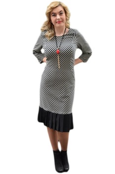 Rochie eleganta cu design de carouri, D&J Exclusive, Negru/Alb Rochie eleganta cu design de carouri, D&J Exclusive, Negru/Alb