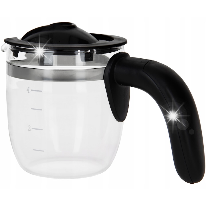 Carafa pentru espressor Amica CD1011 (Espris) AM020944/JBQR21P9S, sticla, cu capac si maner, negru, 400 ml