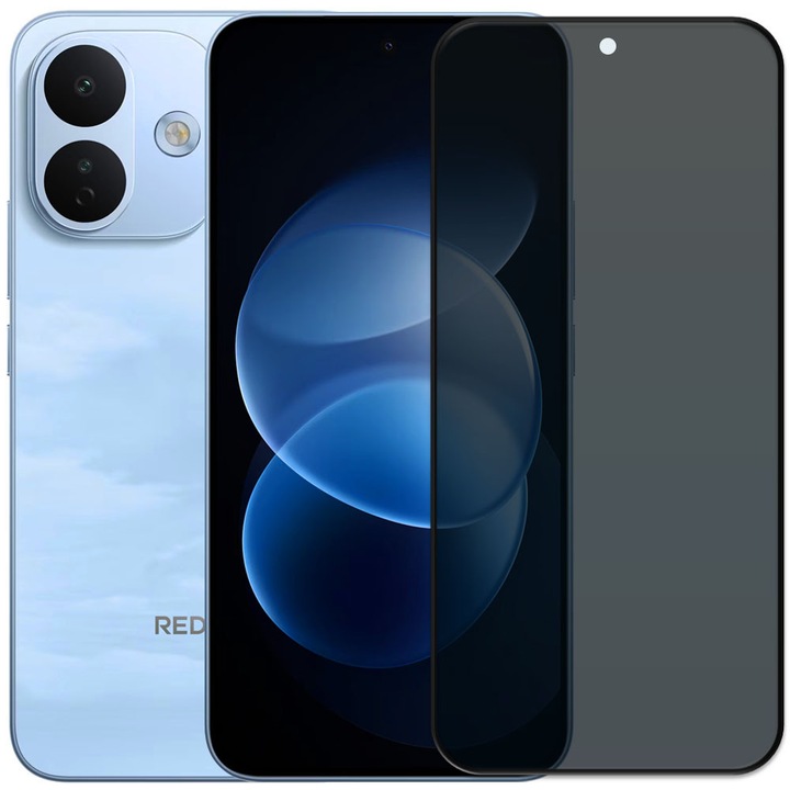 Folie din sticla securizata pentru Xiaomi Redmi Note 17 Pro 5G, HAMSTERBOX Privacy Shield, Protectie completa ecran, Full face, Aplicare rapida, Case Friendly, Negru