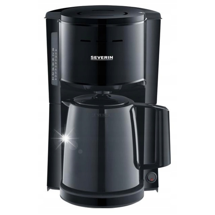 Cafetiera cu filtru Severin KA 9306, carafa termica, 1000 W, negru, 1 l (8 cesti)