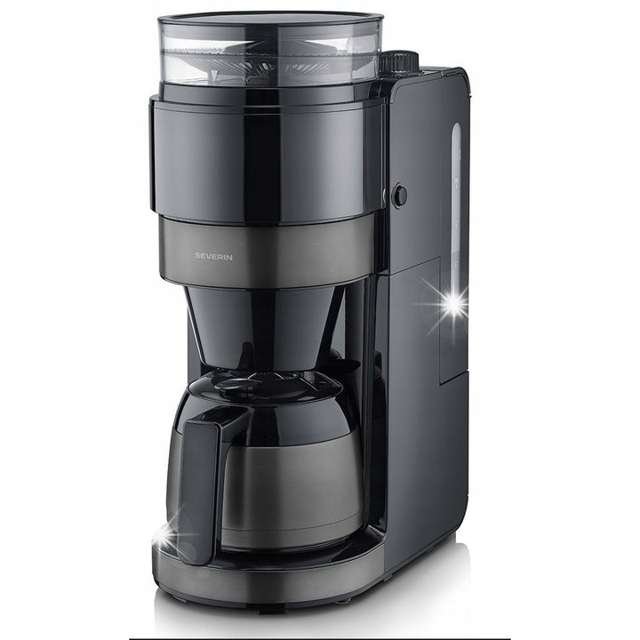 Cafetiera cu filtru Severin KA 4831 cu rasnita incorporata, carafa termica 1 l, 900 W, negru