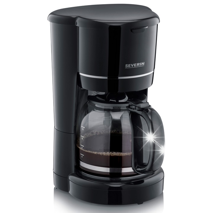 Cafetiera cu filtru Severin KA 4320, 900 W, 1,25 L, carafa din sticla, pastrare caldura, oprire automata, sistem anti-picurare, negru