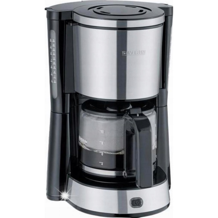 Espressor de cafea filtrant Severin KA 4823 BJJR0W3X66IA, 1000 W, corp inox si negru, filtru rotativ 1x4, functie drip-stop, oprire automata