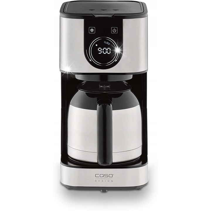 Cafetiera cu filtru Caso Selection C10 Thermo 2HEGRXTV1, cu rasnita incorporata, programabila, 1000 W, 10 cesti, carafa termo 1,4 L, inox/negru