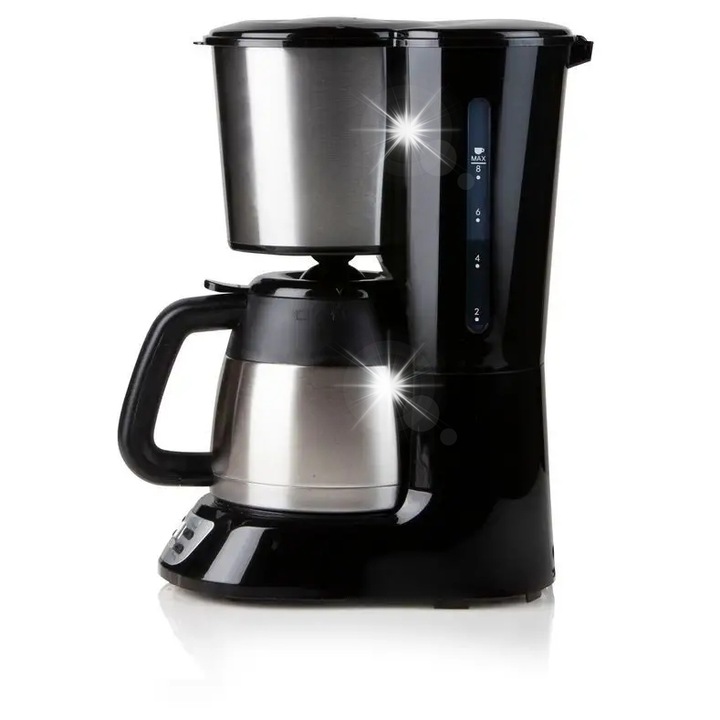 Espressor filtru Domo DO709K SB7MAEGX69, timer 24h, carafa termica din otel inoxidabil, oprire automata, sistem anti-picurare, afisaj LCD, negru/argintiu, 1 L (8 cesti)