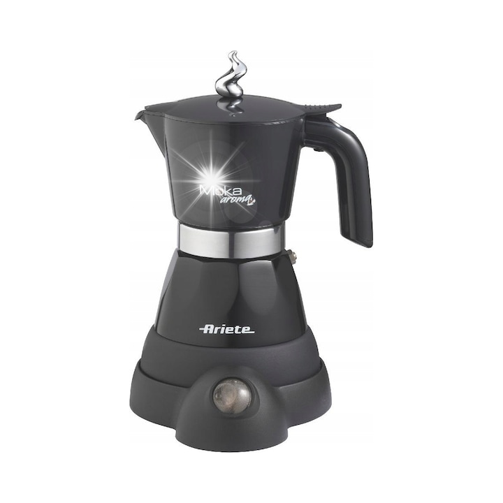 Cafetiera moka electrica Ariete 1358/01 (PJYKLW2T9NJ), 400 W, 4 cesti (≈100 ml), carafa 360° fara fir, mentinere temperatura, oprire automata, negru