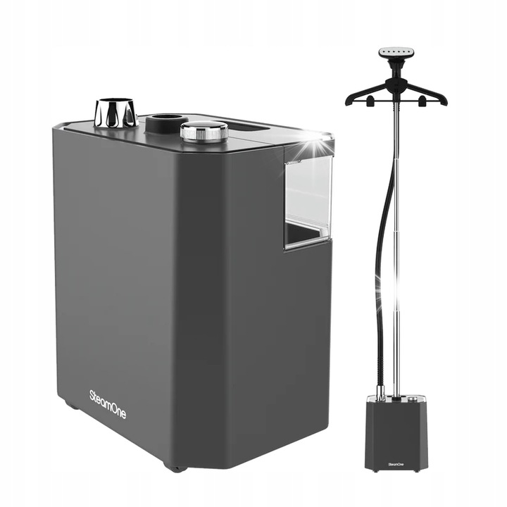 Aburitor vertical pentru haine SteamOne Sonia EUSO1T (4IL2ROF4T1GOP), 2100 W, debit abur 50 g/min, rezervor 2,5 l, autonomie 60 min, negru