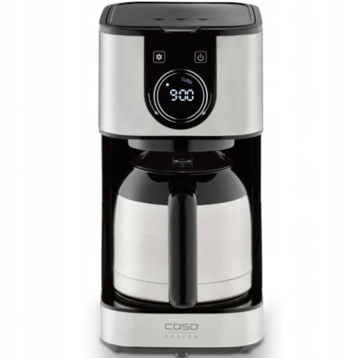 Espressor de cafea cu filtru Caso Selection C12 NERIF7V13, carafa termica 1.8 l, 12 cesti, programabil 24h, 3 niveluri mentinere caldura, LCD tactil, argintiu/negru