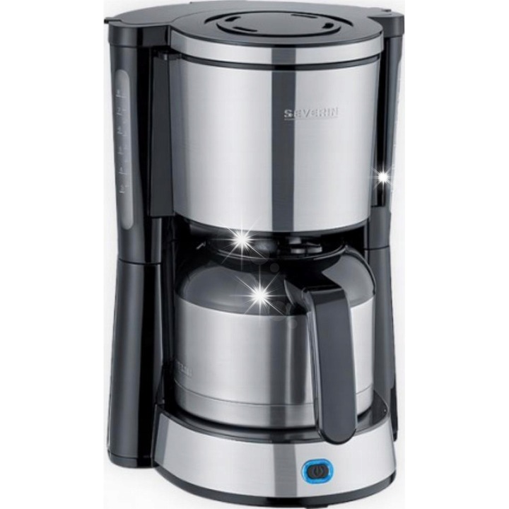 Cafetiera cu filtru Severin KA 4847, 1000 W, carafa termica din inox, rezervor 1,25 l / capacitate 1 l (pana la 8 cesti), argintiu