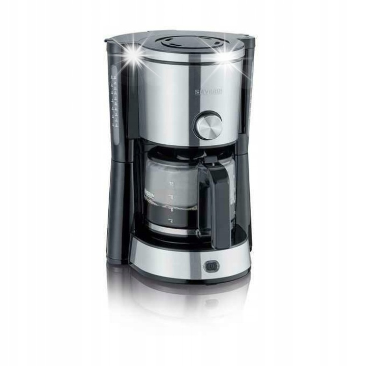 Cafetiera cu filtru Severin KA 4825, regulator aroma AromaSwitch, 1000 W, 1,4 l, carafa din sticla, filtru 1x4, inox/negru