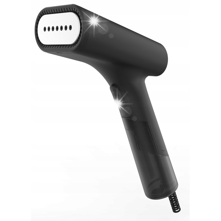 Parownica de haine SteamOne EUDTC75B, 1600W, abur continuu 25 g/min, rezervor 75 ml, talpa din otel inoxidabil, incalzire 35 s, negru