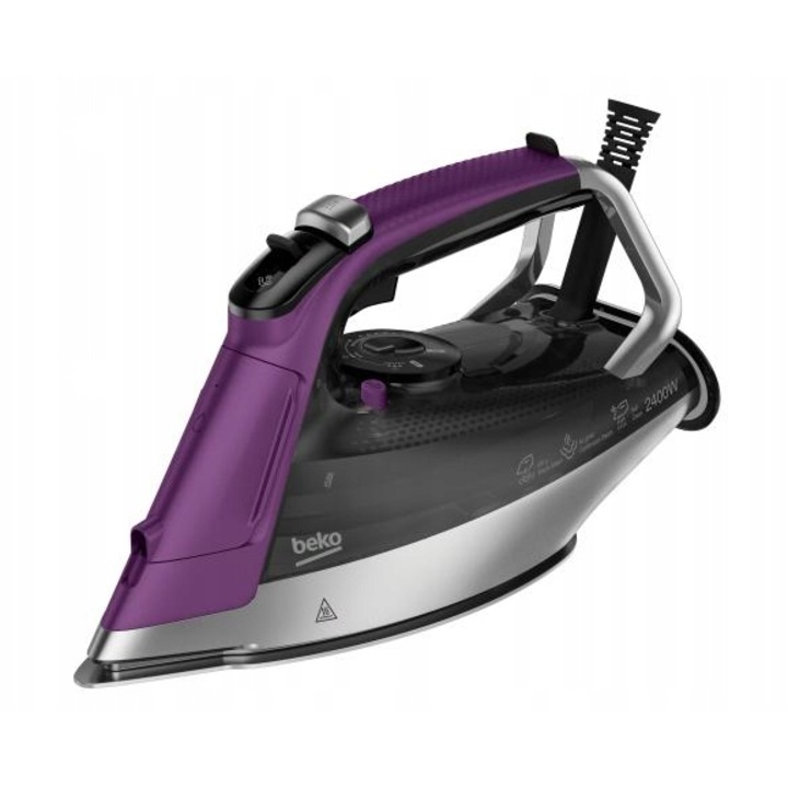 Fier de calcat cu aburi Beko SIM8130V, 3000 W, talpa ceramica SoftGlide, abur 55 g/min, impuls abur 270 g/min, functie verticala, sistem anti-calcar, sistem anti-picurare, auto-oprire, fioletiu-negru