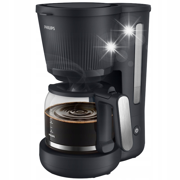 Cafetiera cu filtru Philips HD7411/90, 1080 W, 1,32 l (10 cesti), carafa din sticla, functie mentinere temperatura 30 min, negru