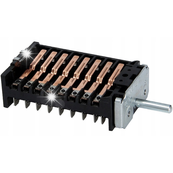 Comutator functii cuptor NeoProfi NEO001219, 18 contacte, diametru ax 6 mm, pas suruburi 28 mm, 110 x 50 x 27 mm, negru/metal