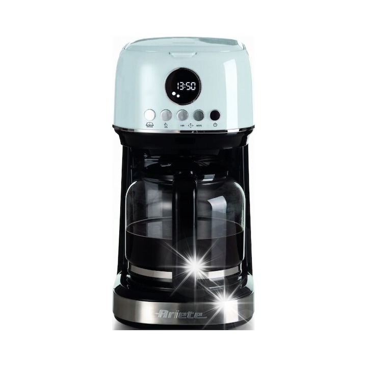Cafetiera cu filtru Ariete Moderna 1396/01 ERT1Q950R4VP8I, 900 W, programabil 24 h, carafa din sticla termorezistenta 1,5 L (pana la 15 cesti), mentinere temperatura, alb