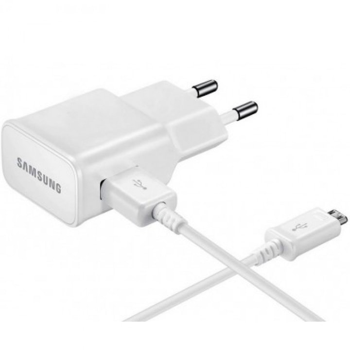 Мрежово зарядно устройство Samsung [ETA0U83EWE+ECB-DU4AWE] 1A, Micro usb, Бял, Bulk