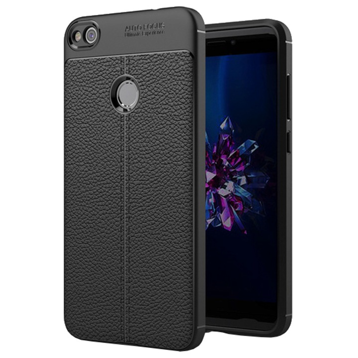 Силиконов калъф Litchi Pattern Flexible за Huawei P9 Lite 2017 / P8 Lite 2017 / Honor 8 Lite / Nova Lite, Черен