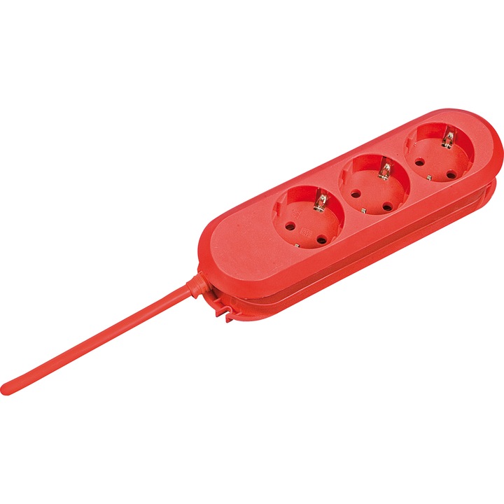 Удължител Bachmann SMART, 3 контакта, Защита от деца, 3 м, Червен