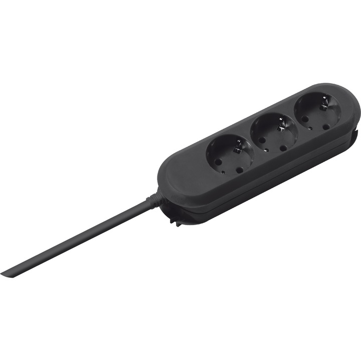 Удължител Bachmann SMART, 3 контакта, Защита от деца, 5 м, Черен