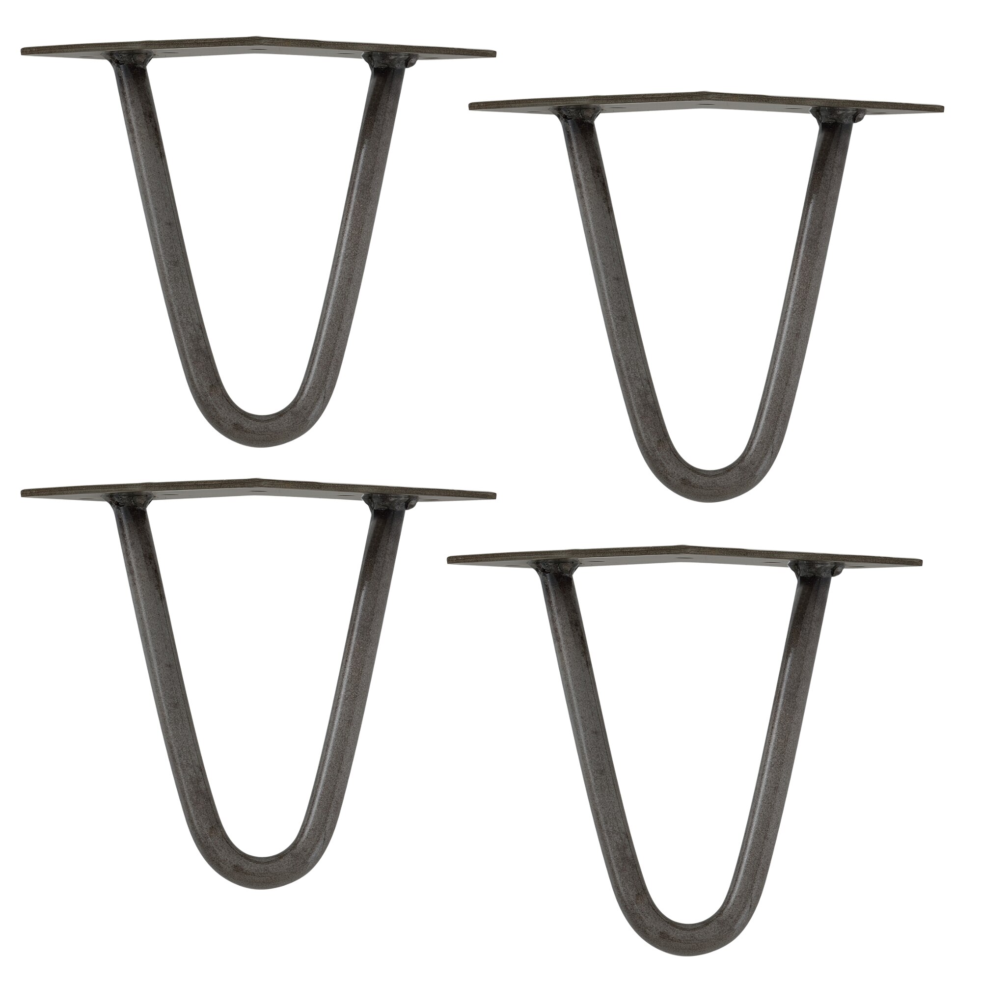 Set 4 bucati picioare masa Hairpin Model 3, en.casa, 15 cm, metal, argintiu, cu 2 brate