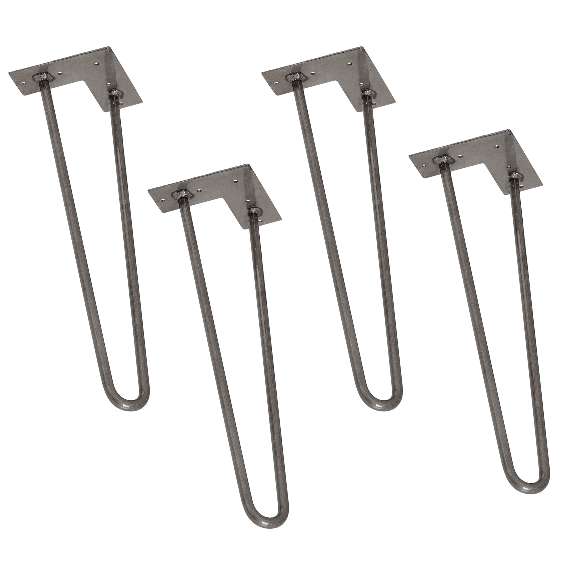 Set 4 bucati picioare masa Hairpin Model 3, en.casa, 45 cm, metal, argintiu, cu 2 brate