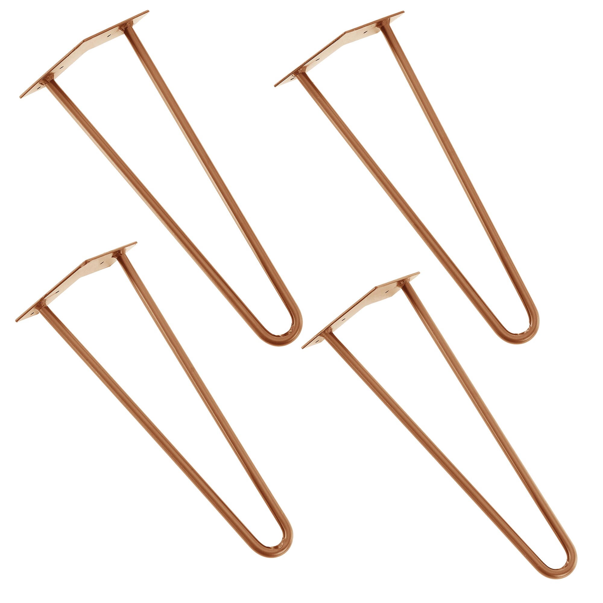 Set 4 bucati picioare masa Hairpin Model 5, en.casa, 40 cm, metal, aramiu, cu 2 brate