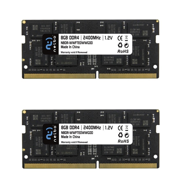 Памет RAM 16 GB , set 2x8 GB , sodimm ddr4, 2400 Mhz, NELBO оригинал, CL17, 1.2V, лаптоп