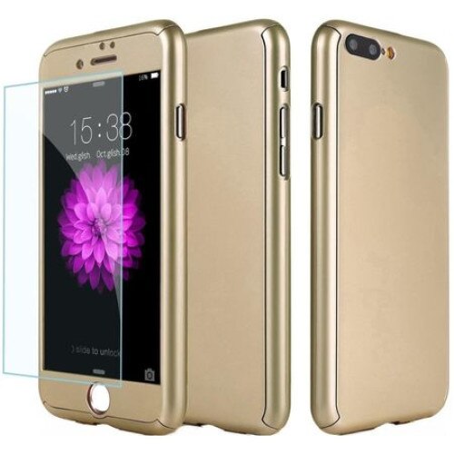 Husa iPhone 7 Plus / 8 Plus PROTECTS 360 + folie sticla, Gold