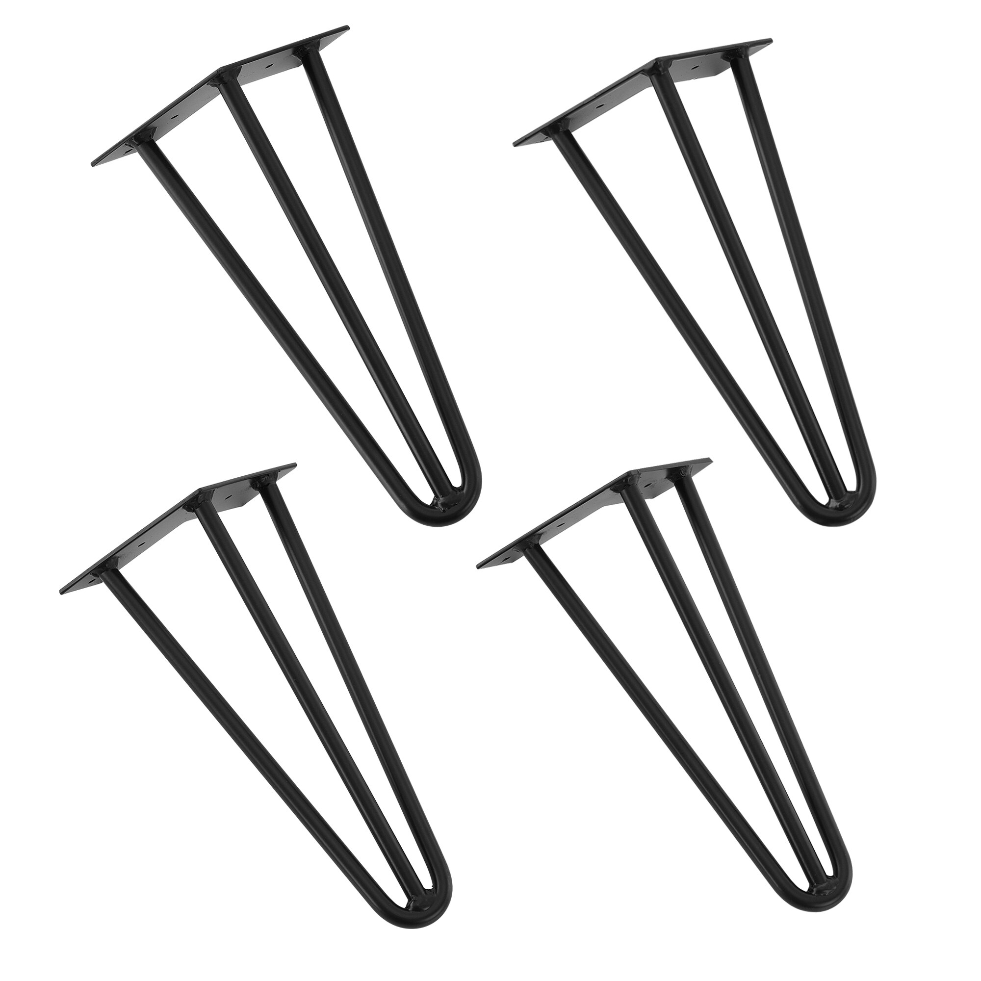 Set 4 bucati picioare masa Hairpin Model 2, en.casa, 30 cm, metal, negru, cu 3 brate