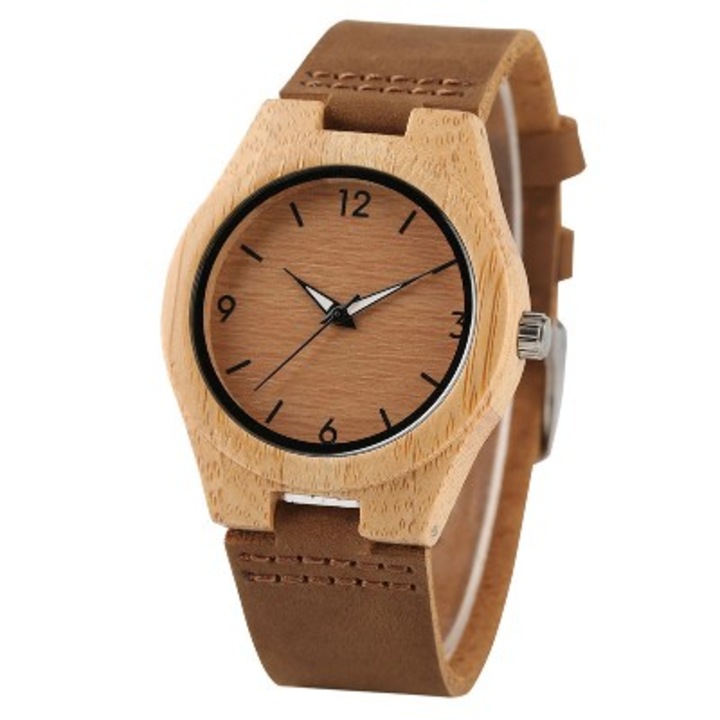 Мъжки бамбуков дървен часовник M7 - подаръчна кутия от бамбук