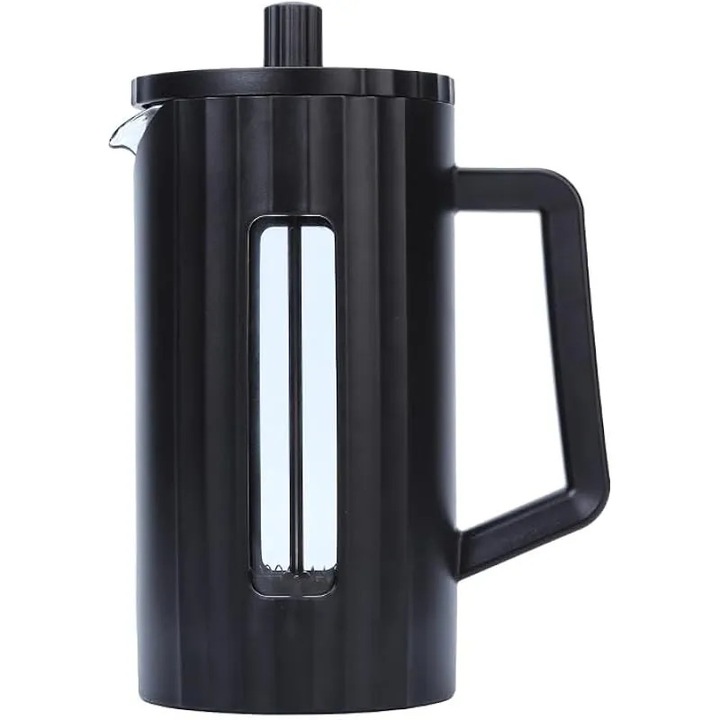 Cafetieră French Press 1L, sticlă borosilicată, filtru din oțel inoxidabil, ideală pentru cafea caldă și rece