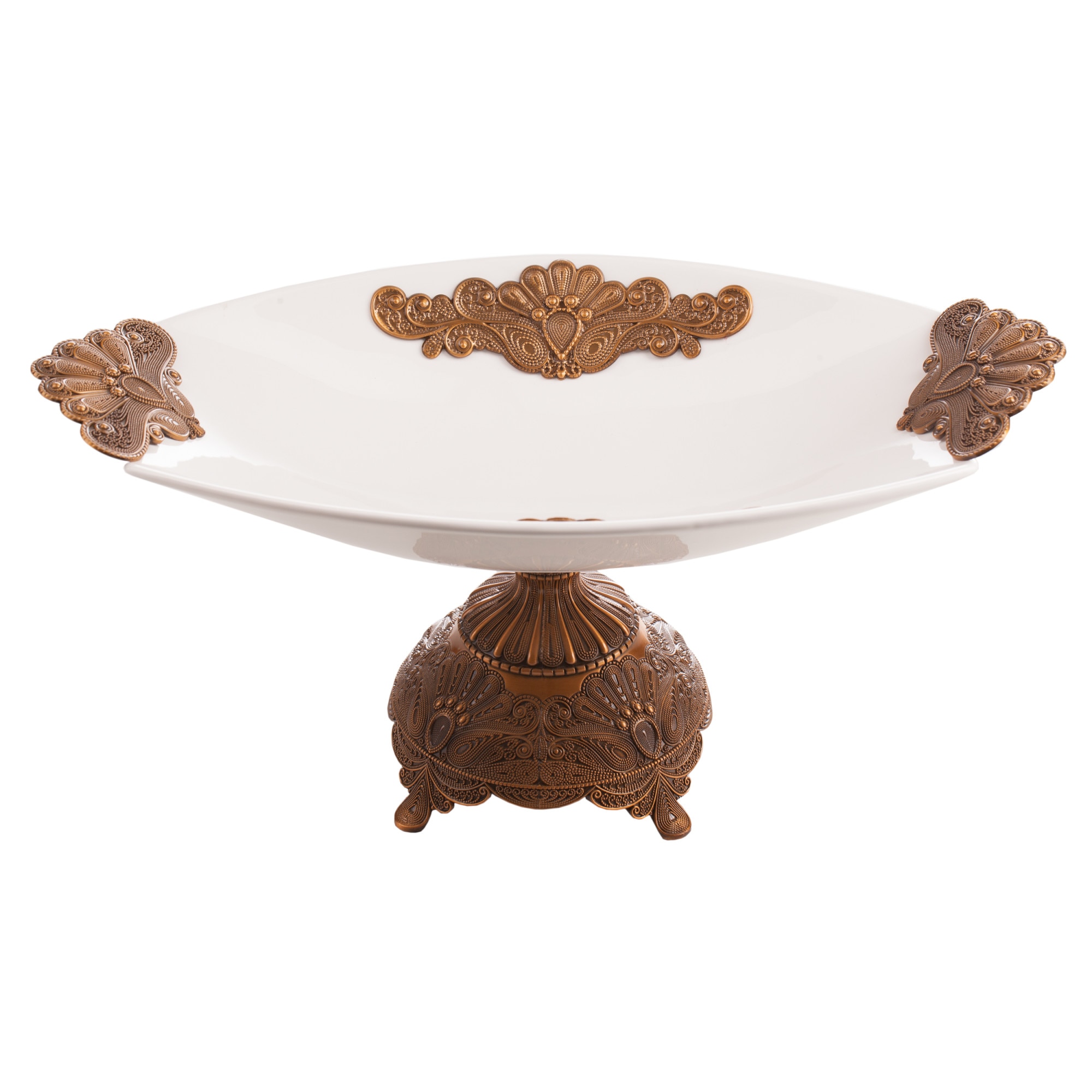 Fructiera ceramica ovala cu picior