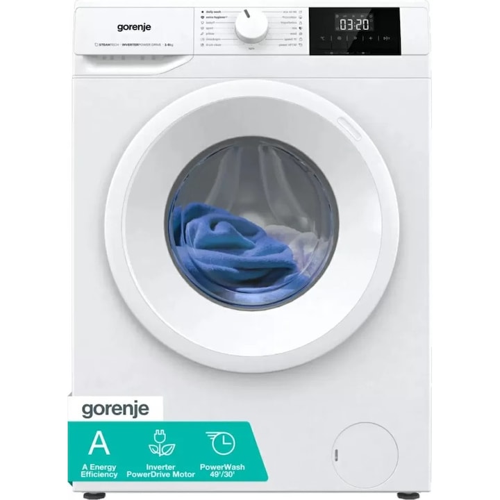 Mașină de spălat Gorenje WNGPI62SAS, 6 kg, 1200 rpm, SteamTech, Clasa energetică A, Alb